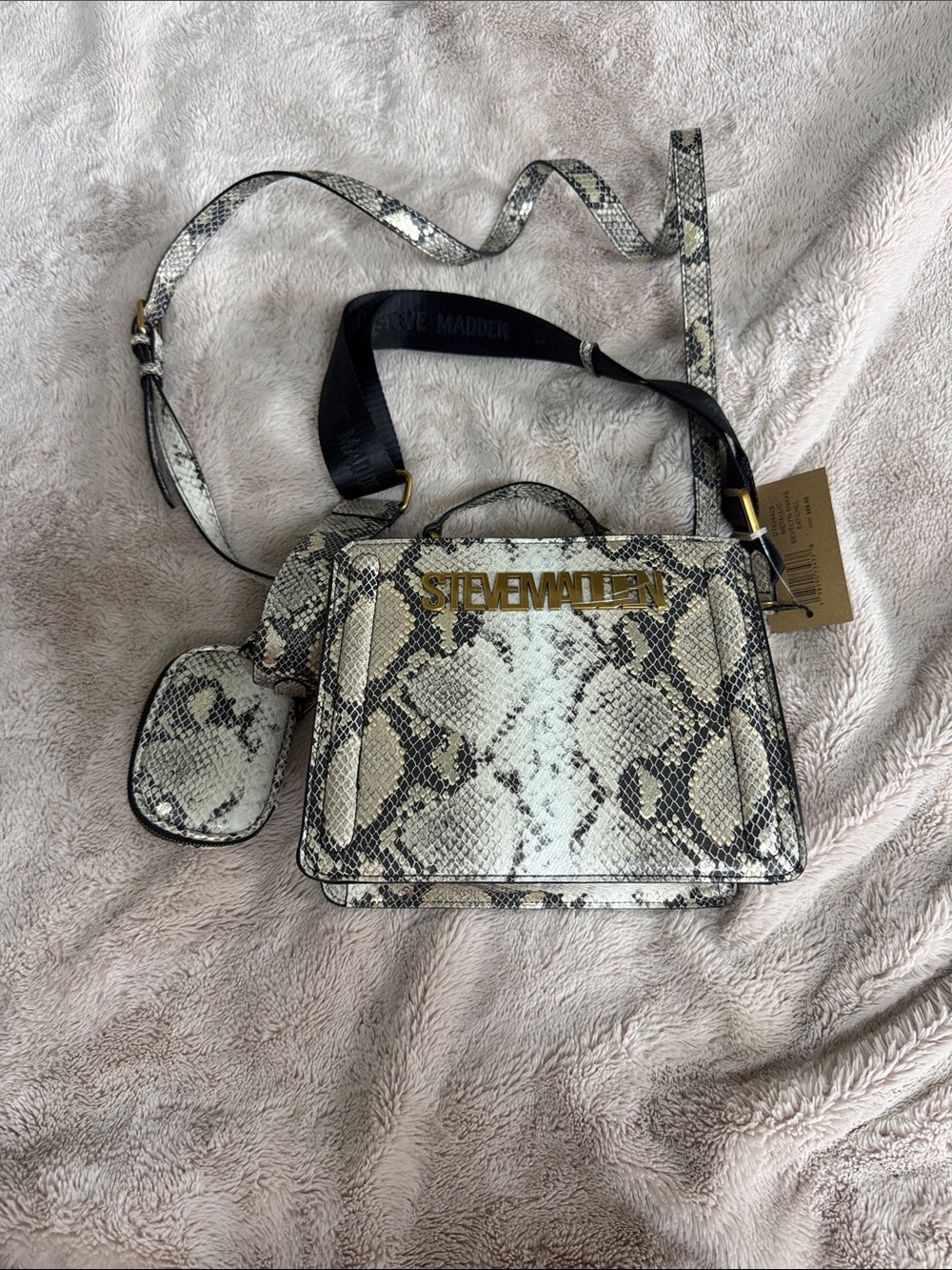 Steve Madden metallic Bevelin snake satchel